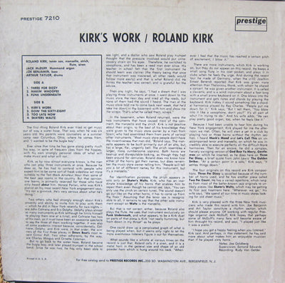 ROLAND KIRK(RAHSAAN ROLAND KIRK) / ローランド・カーク — KIRK'S WORK